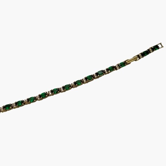 Avon Regency Style Bracelet Adjustable Gold Tone  Green Stones 6 to 7 Inch - Picture 2 of 9